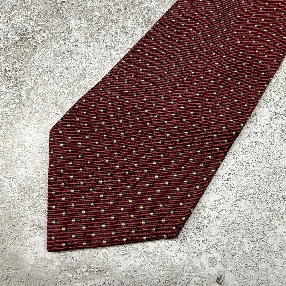 Tommy Hilfiger Silk Tie Mens One Size‎ Red Polka Dot Made In USA Necktie
